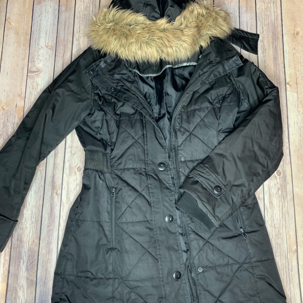 Full length black winter coat